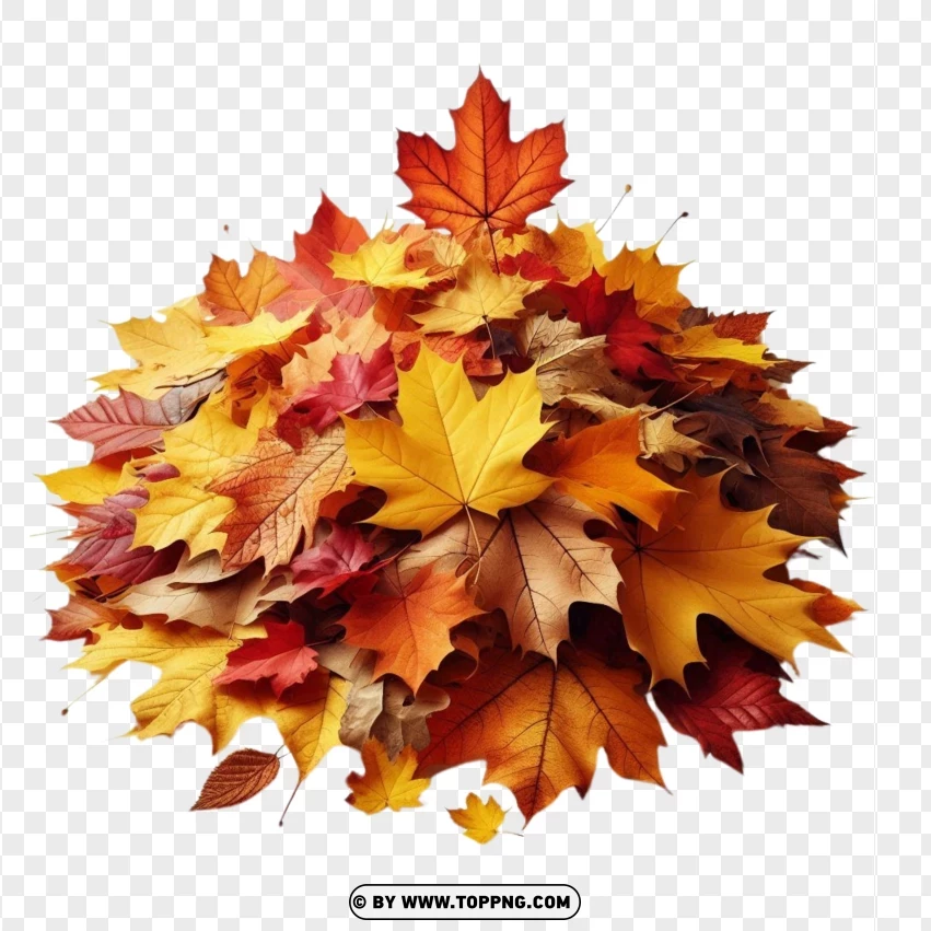 Bright Fall Leaves Piled Up PNG Transparent Background