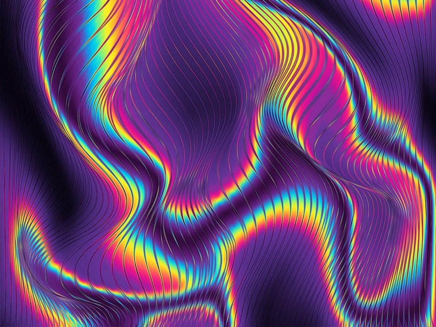 bright, glow, iridescent, wavy, metallic, lines, multicolored