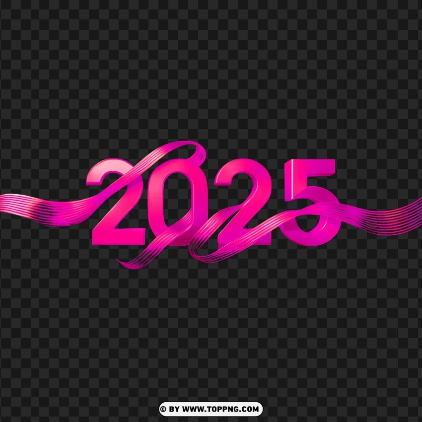 Bright Pink 2025 New Year Modern Festive Design PNG Transparent Background