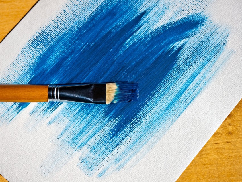 brush, paint, blue, paper