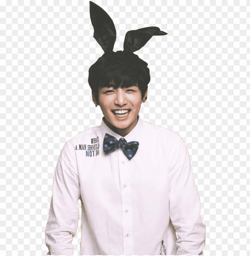 bunny ears, playful fashion, bow tie, smiling person, fun accessories, cute outfit, cheerful expression