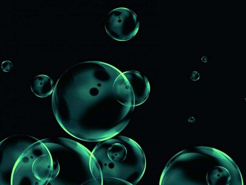 bubbles, round, transparent, dark background, abstraction