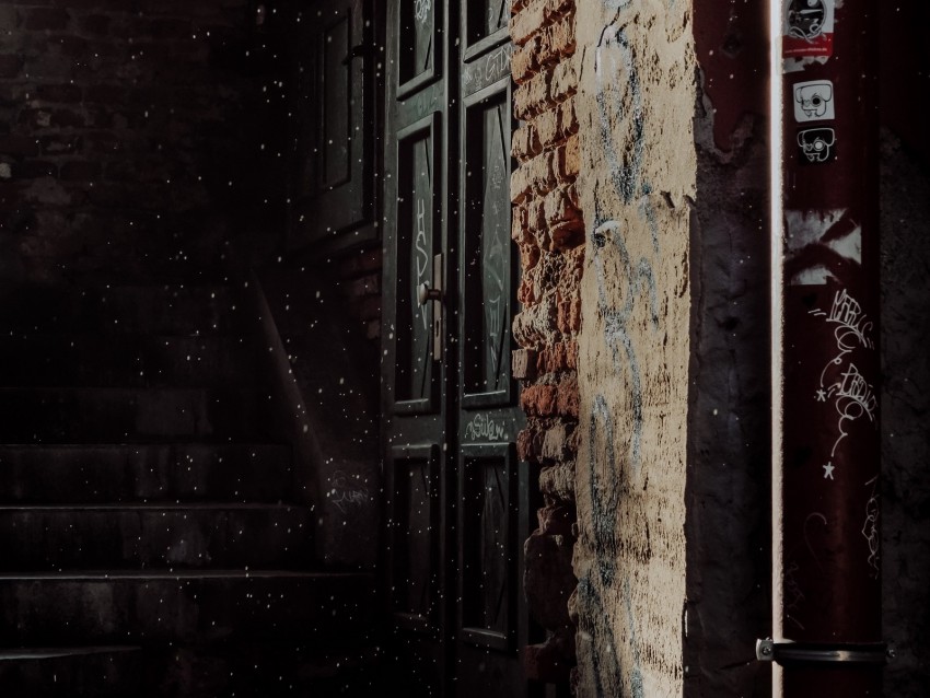 building, door, stairs, dark