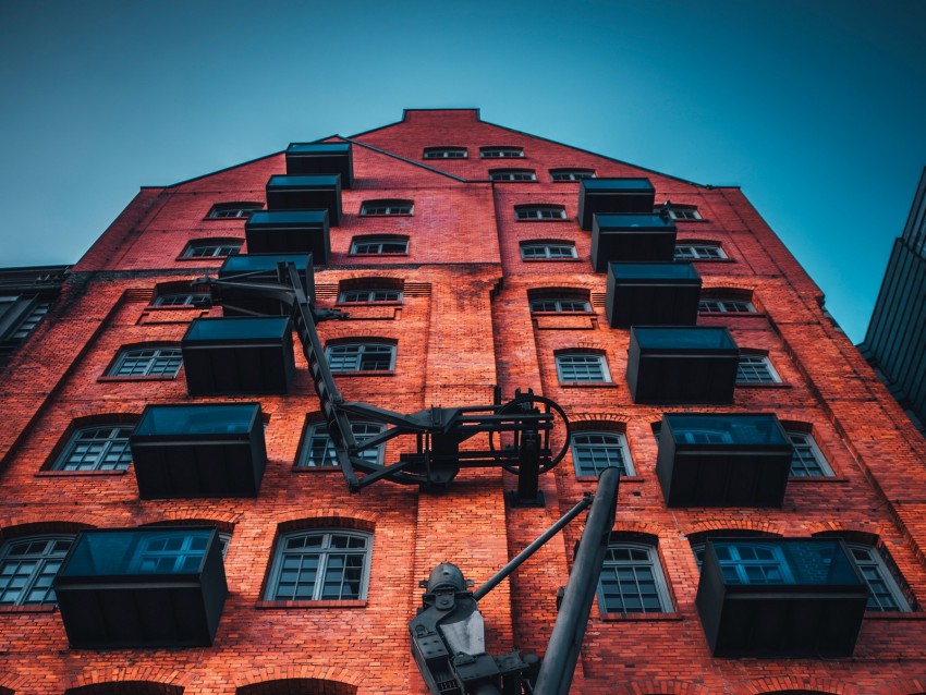 Building Facade Architecture Brick Windows Balconies Background