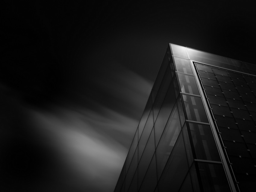 Building Facade Bw Architecture Corner Glass Modern Background