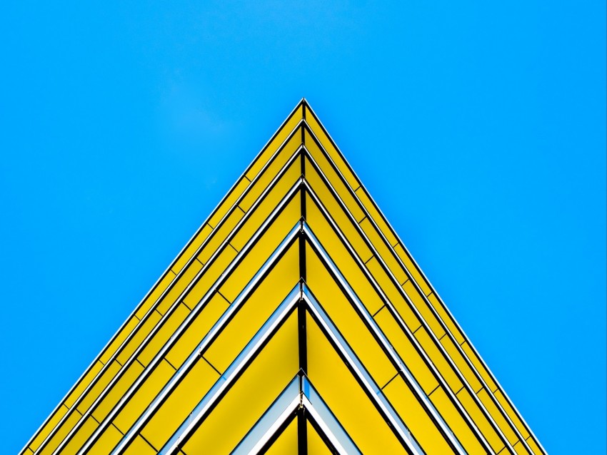 Building Facade Corner Sharp Yellow Architecture Background