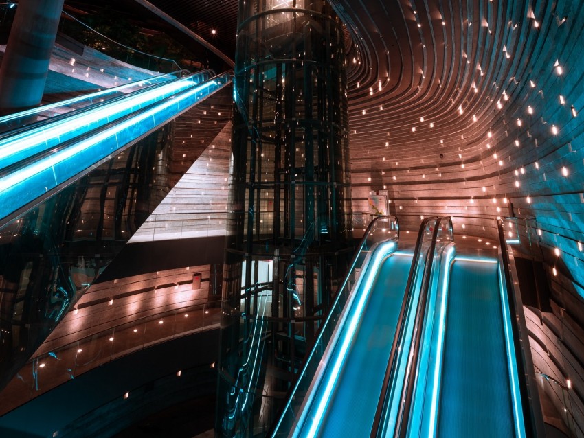 building, interior, architecture, backlight, elevator