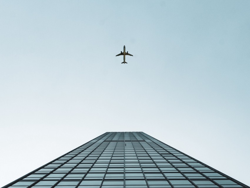 Building Plane Sky Minimalism Background