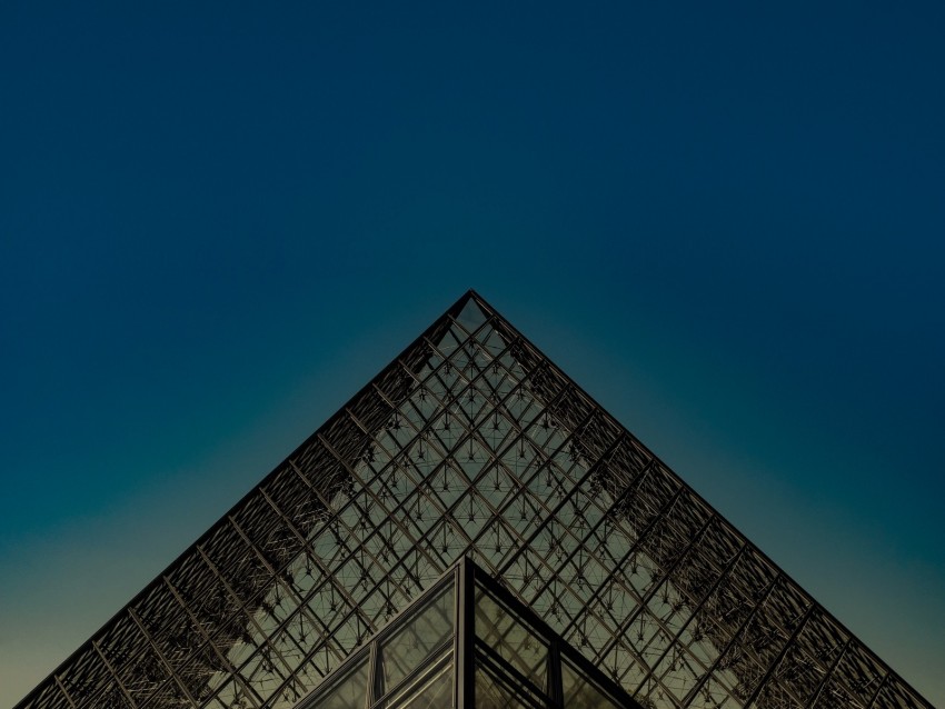 building, pyramid, architecture, construction, glass