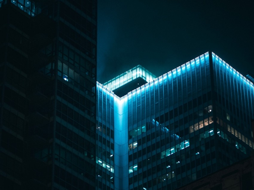 building, roof, backlight, blue, night, dark