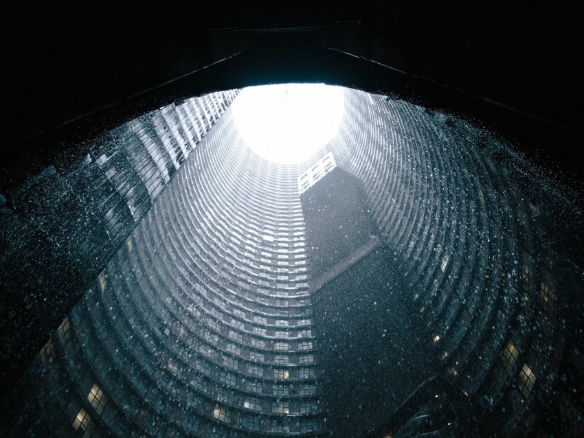 building, tunnel, darkness, snowfall, rain