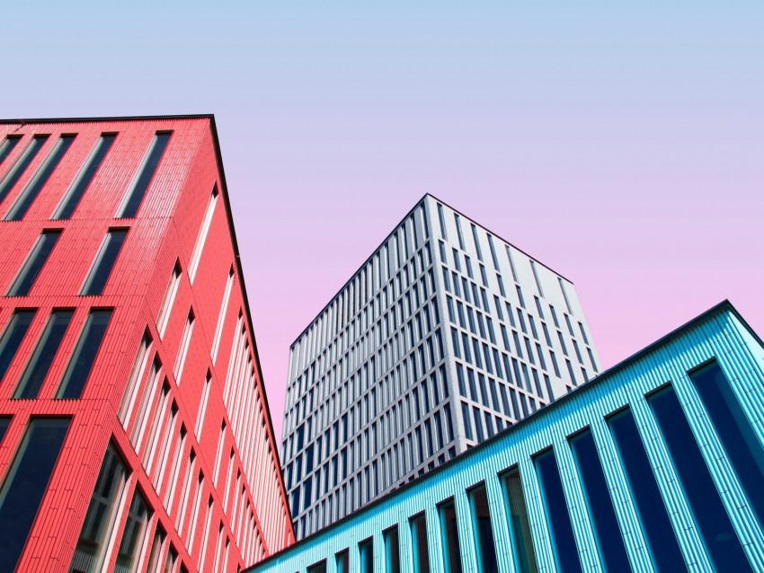 Buildings Architecture Colorful Symmetry Minimalism Background