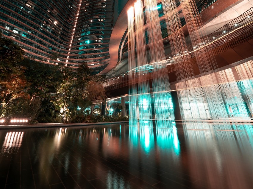 Buildings Facades Architecture Lighting Fountain Background