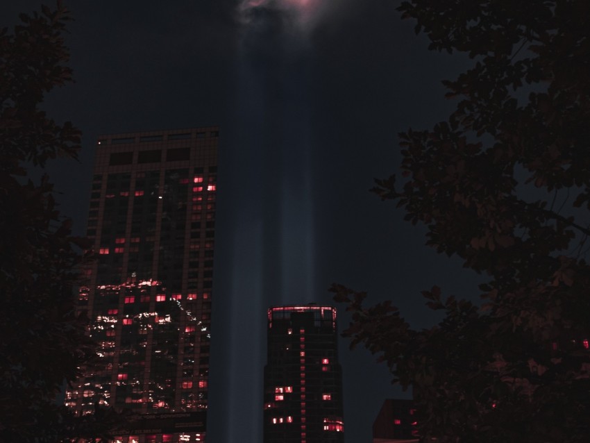 Buildings Night Rays Light City Background