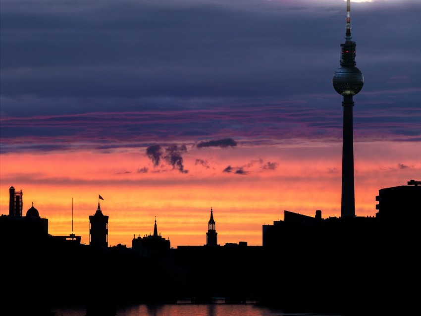 buildings, tower, architecture, dark, city, dusk