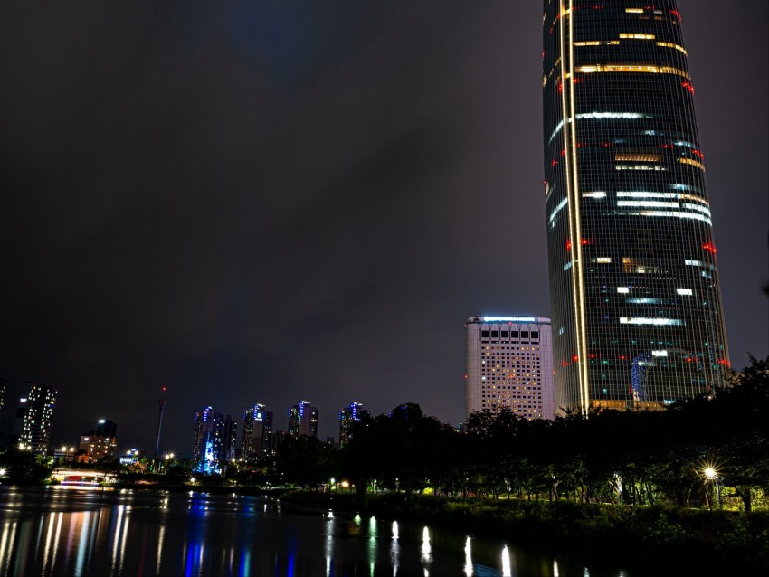 buildings, tower, skyscraper, night, city