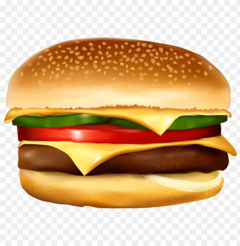 hamburger, cheese, lettuce, tomato, pickles, sesame bun, burger patty