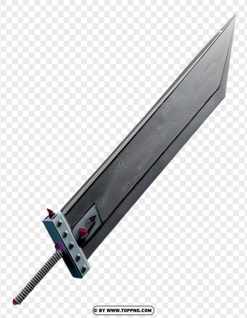 Classic Buster Sword With Sharp Steel Blade PNG Transparent Background