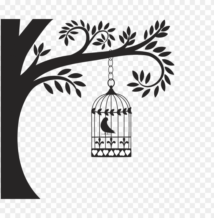 birdcage, tree silhouette, nature art, decorative cage, botanical design, minimalist decor, home decor