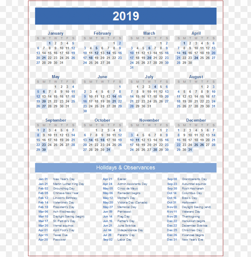 2019,2019 calendar,calendar,new year,holidays & events