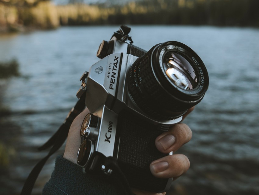 Camera Hand Lens Landscape Background