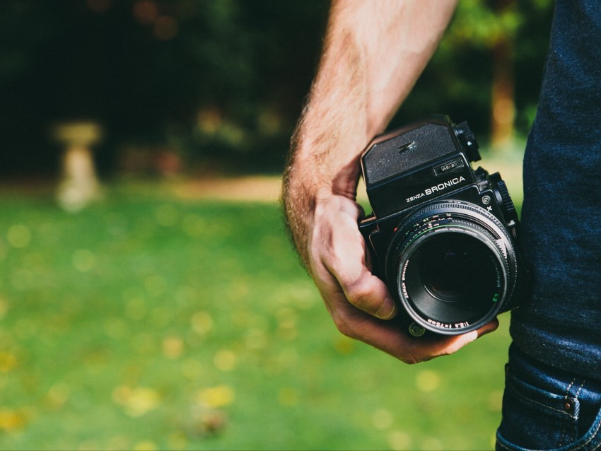 Camera Hand Lens Optics Black Background