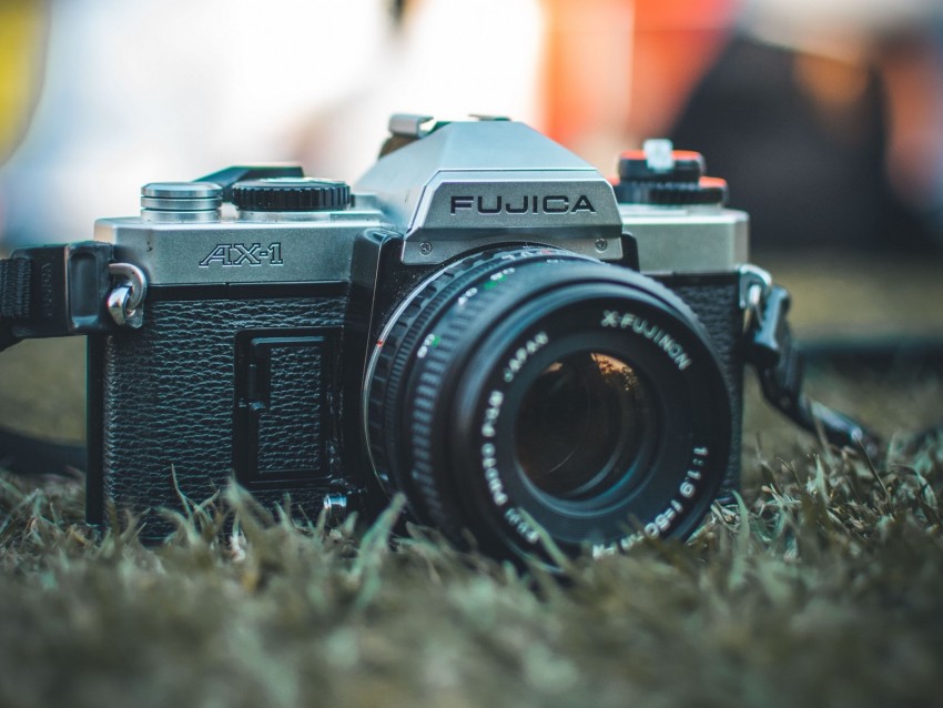 camera, lens, grass, lawn