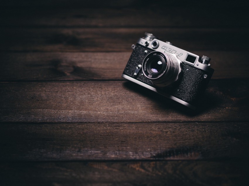 Camera Lens Vintage Retro Shade Boards Wooden Background