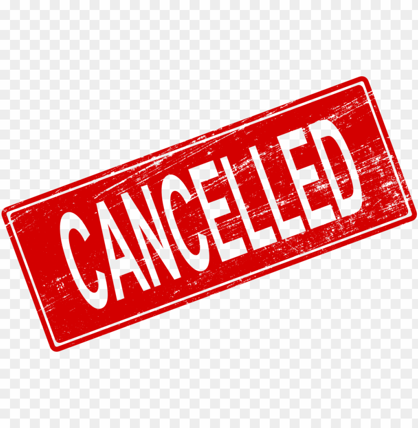 Red stamp with the word 'CANCELLED' in bold black letters PNG