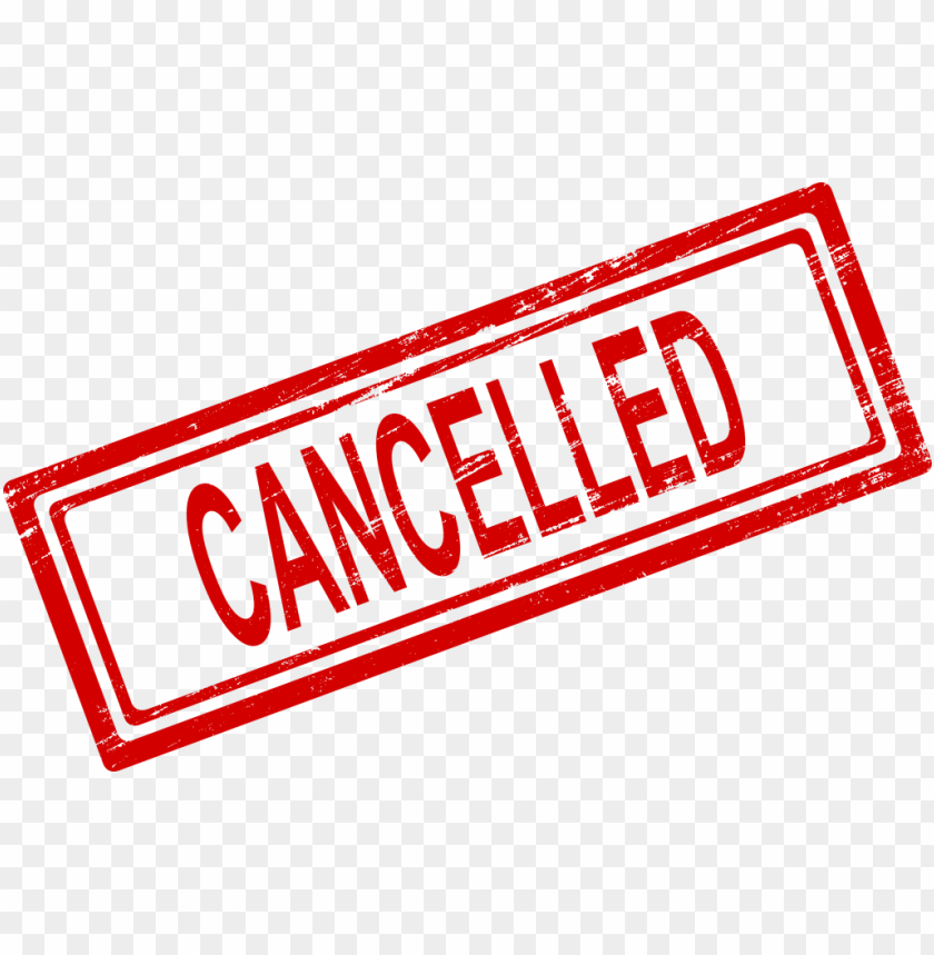 Red cancelled stamp on transparent background PNG