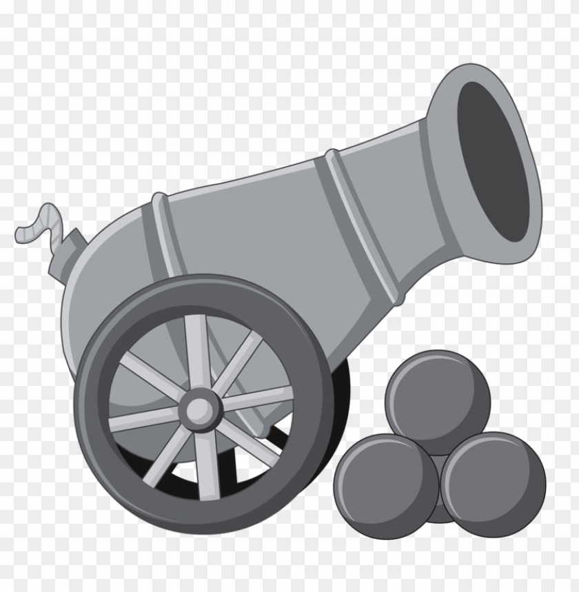 Illustration of a gray cannon with cannonballs on a transparent background PNG