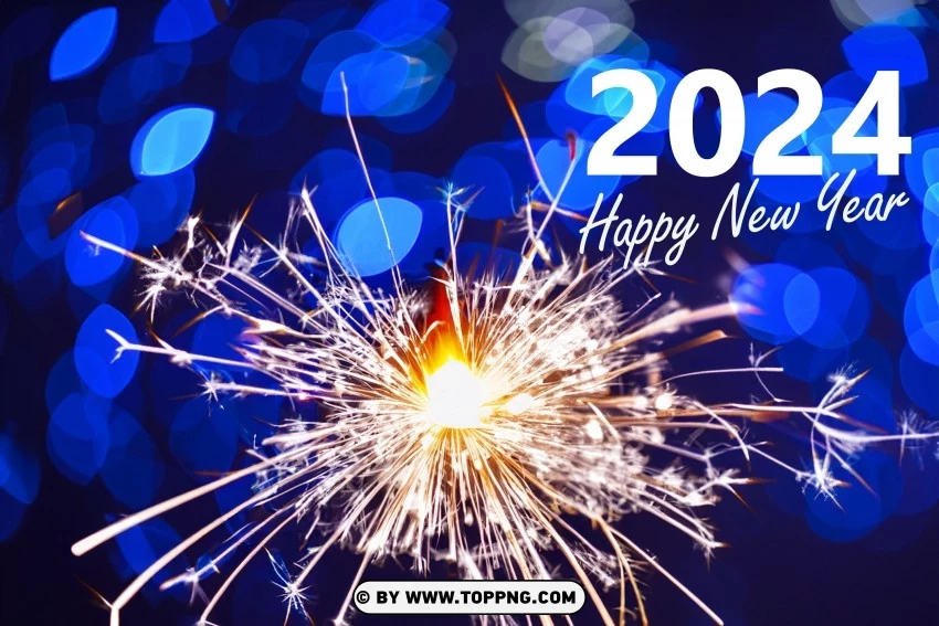 Captivate Your Audience New Year 2024 Party With Sparklers And Bokeh Lights PNG Transparent Background