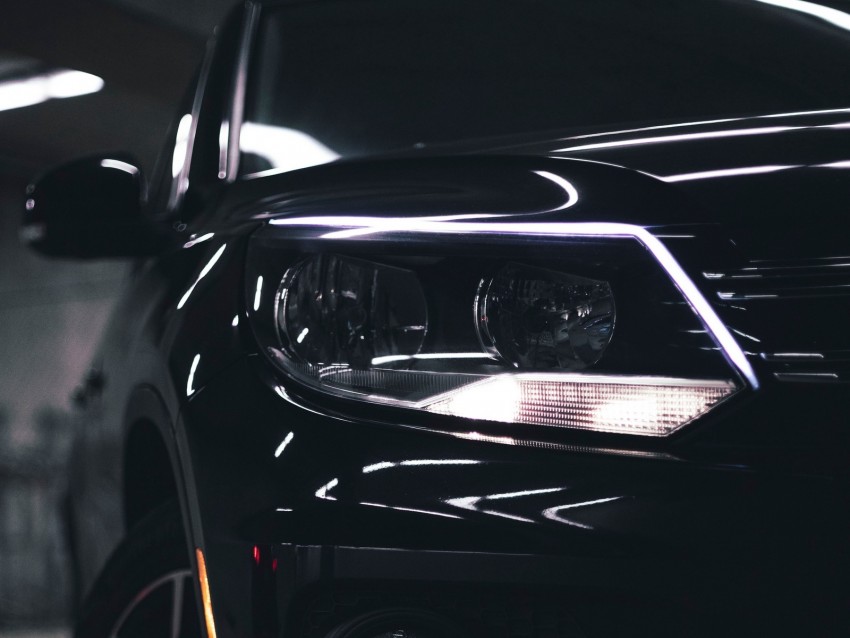 car, black, front view, headlights