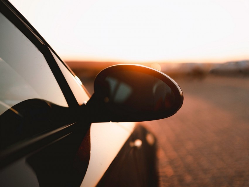 car, mirror, black, sun, light, blur