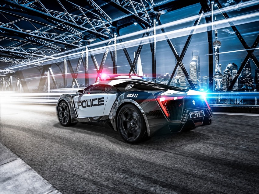 Car Police Sportscar Supercar Lights Background