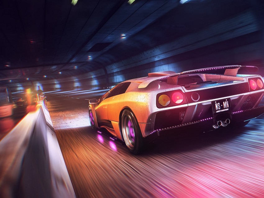 Car Sportscar Wet Tunnel Speed Background