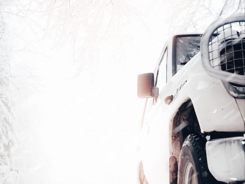 car, suv, white, snow, winter