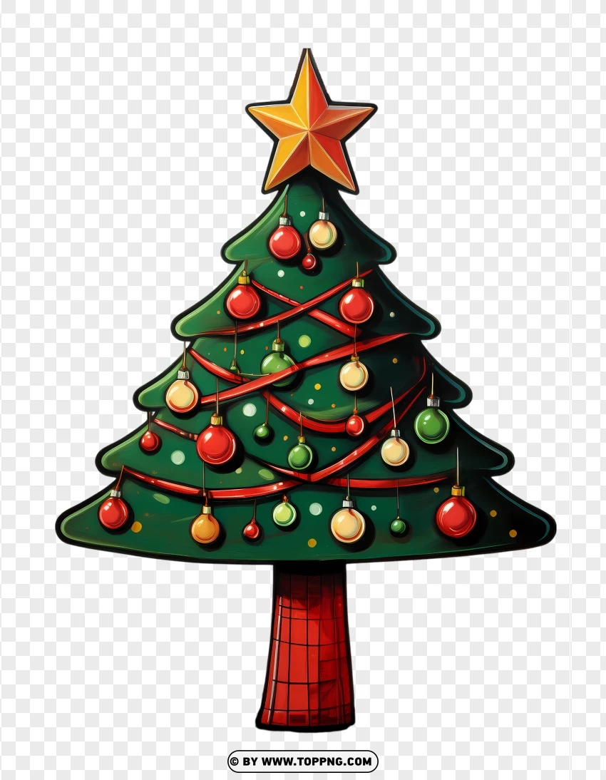 Cartoon Christmas Tree Image PNG Transparent Background