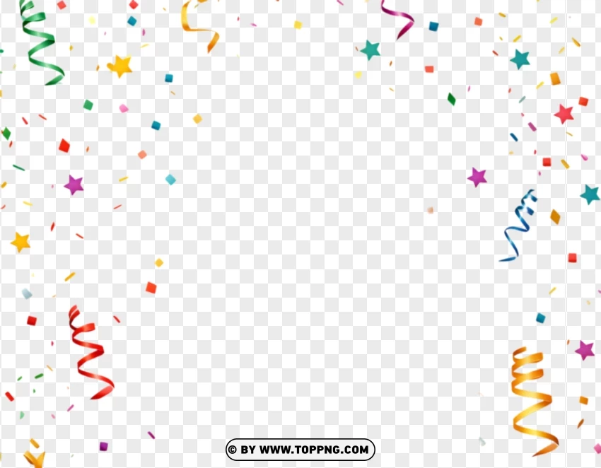 Cartoon Confetti And Streamers For Festive Occasions PNG Transparent Background