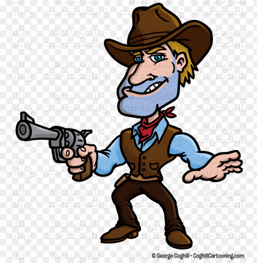 cowboy, revolver, Wild West, americana, western attire, cartoon character, gunslinger