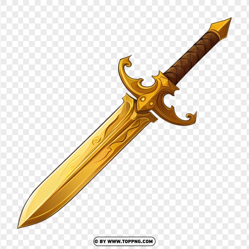 Cartoon Sword Golden PNG Images With Transparent Background