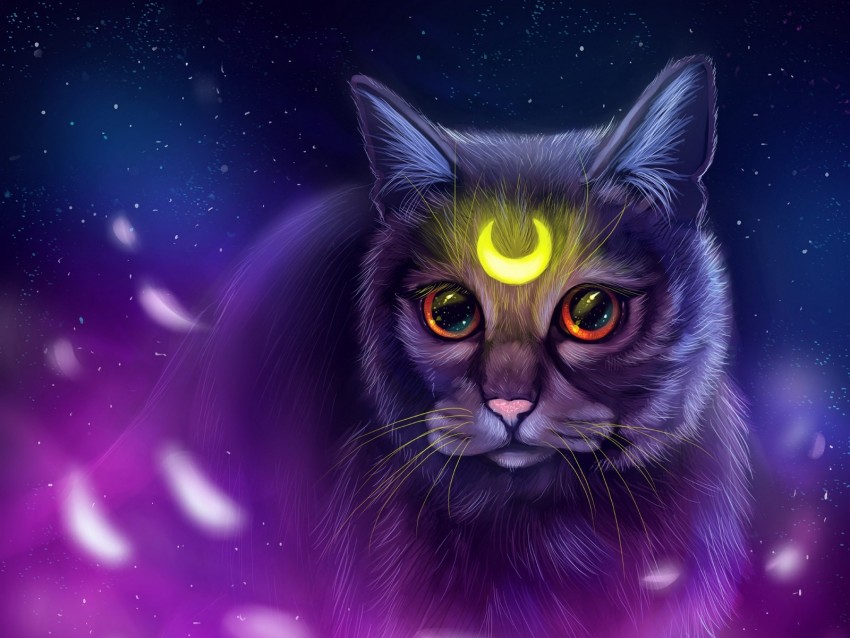 cat, glance, art, symbol, glow