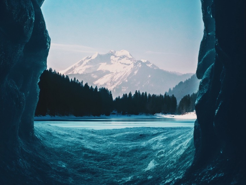 cave, ice, snow, inside, morzine, france