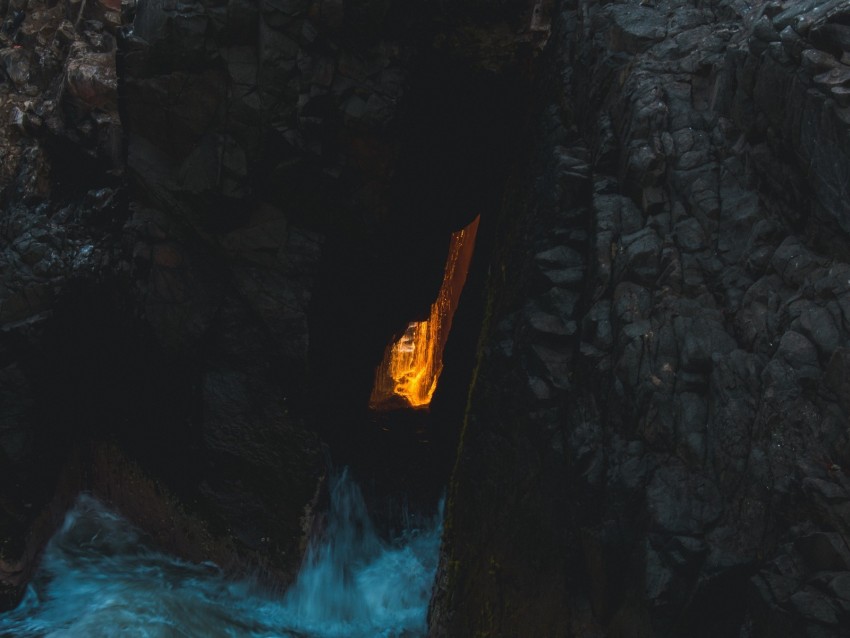 Cave Light Water Cranny Background