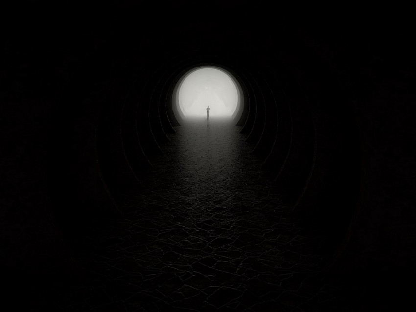 Cave Silhouette Darkness Circle Exit Background