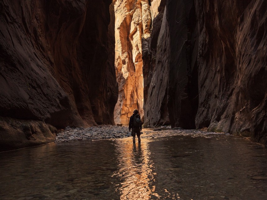 cave, silhouette, water, rocks, stones