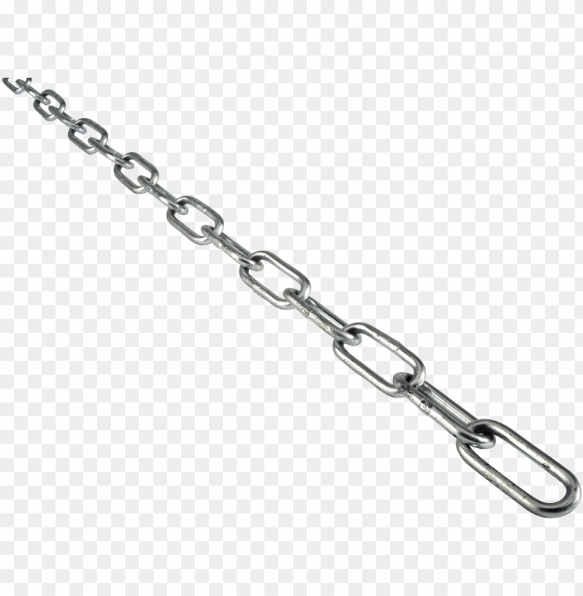 Metal chain link on transparent background for industrial use.