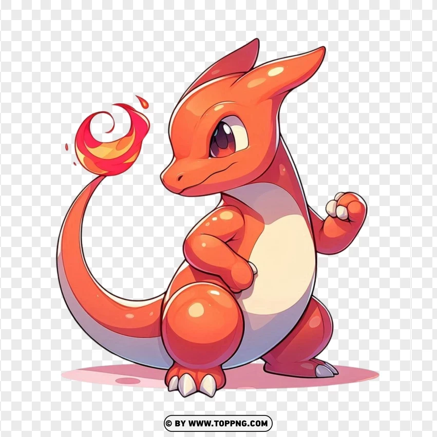 Charmeleon Pokémon Character With Fire Power PNG Transparent Background