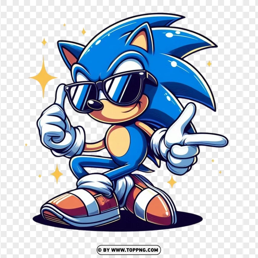 Charming Sonic The Hedgehog With Sunglasses PNG Transparent Background