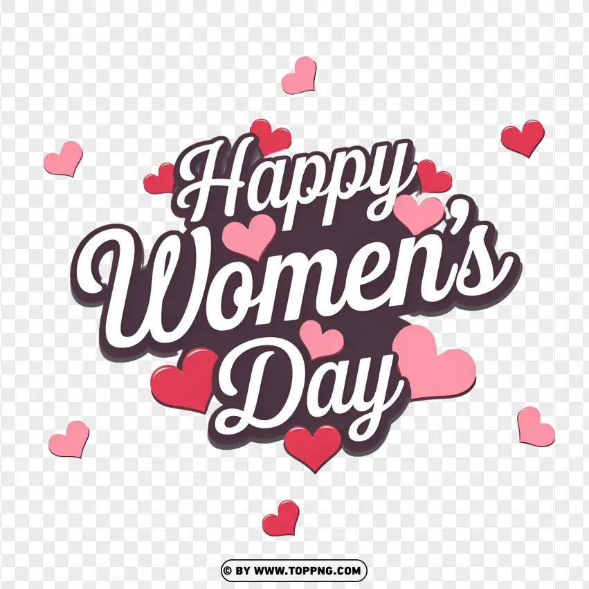 Happy Womens Day With Floral Hearts PNG Transparent Background